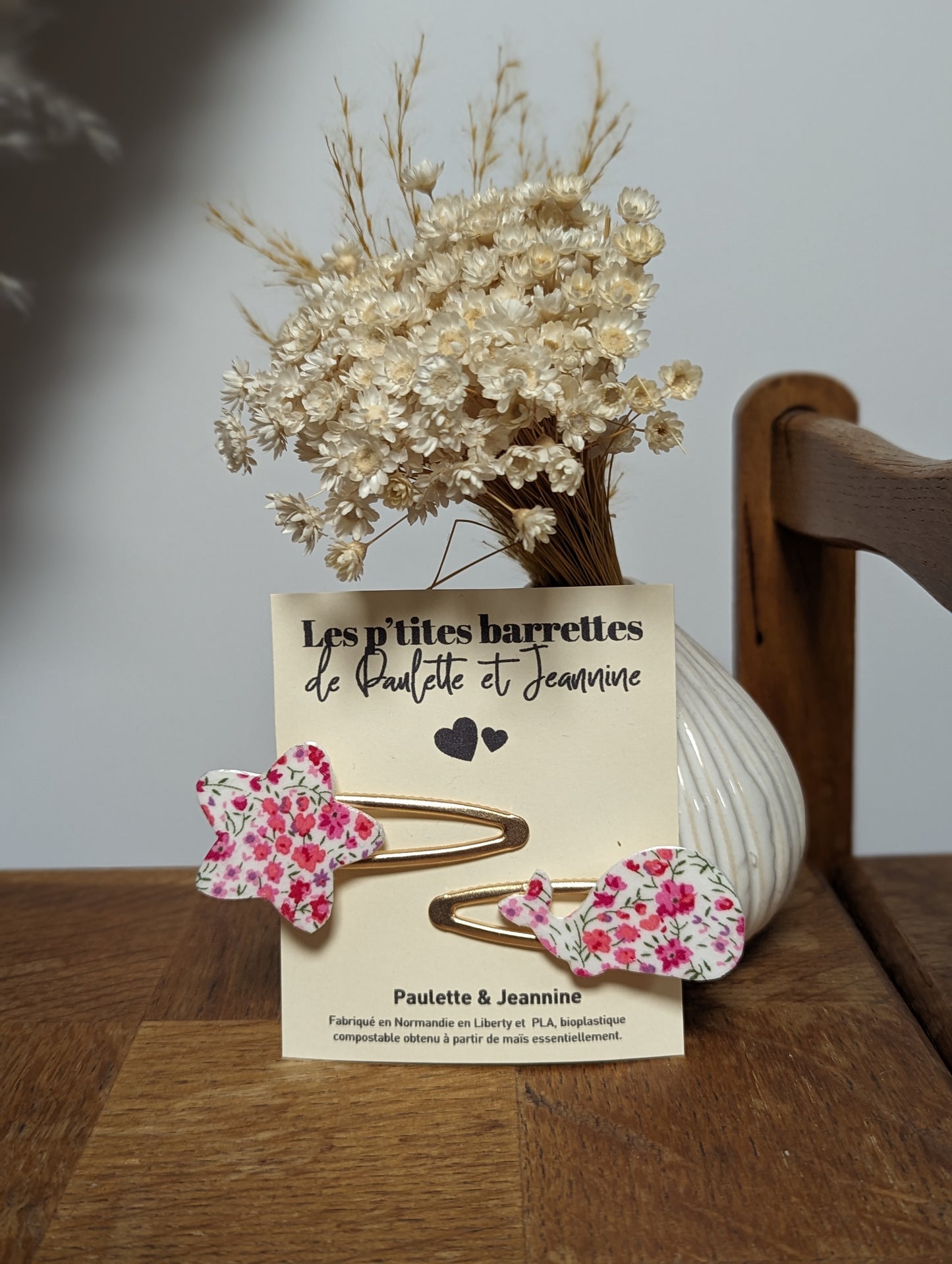 Lot de deux barrettes baleine & étoile en liberty