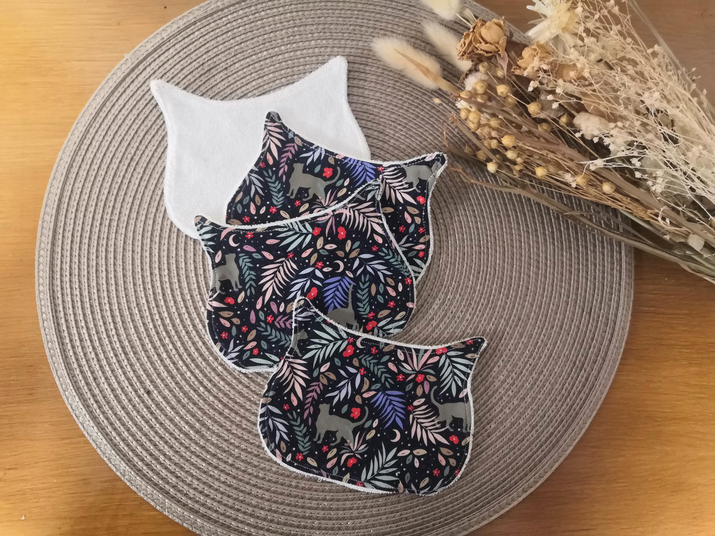 Lingettes lavables Chat - Lot de 4 lingettes - Article en stock