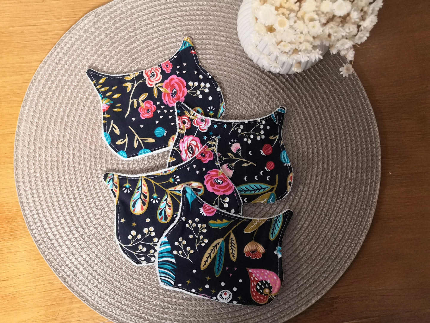 Lingettes lavables Chat - Lot de 4 lingettes - Article en stock