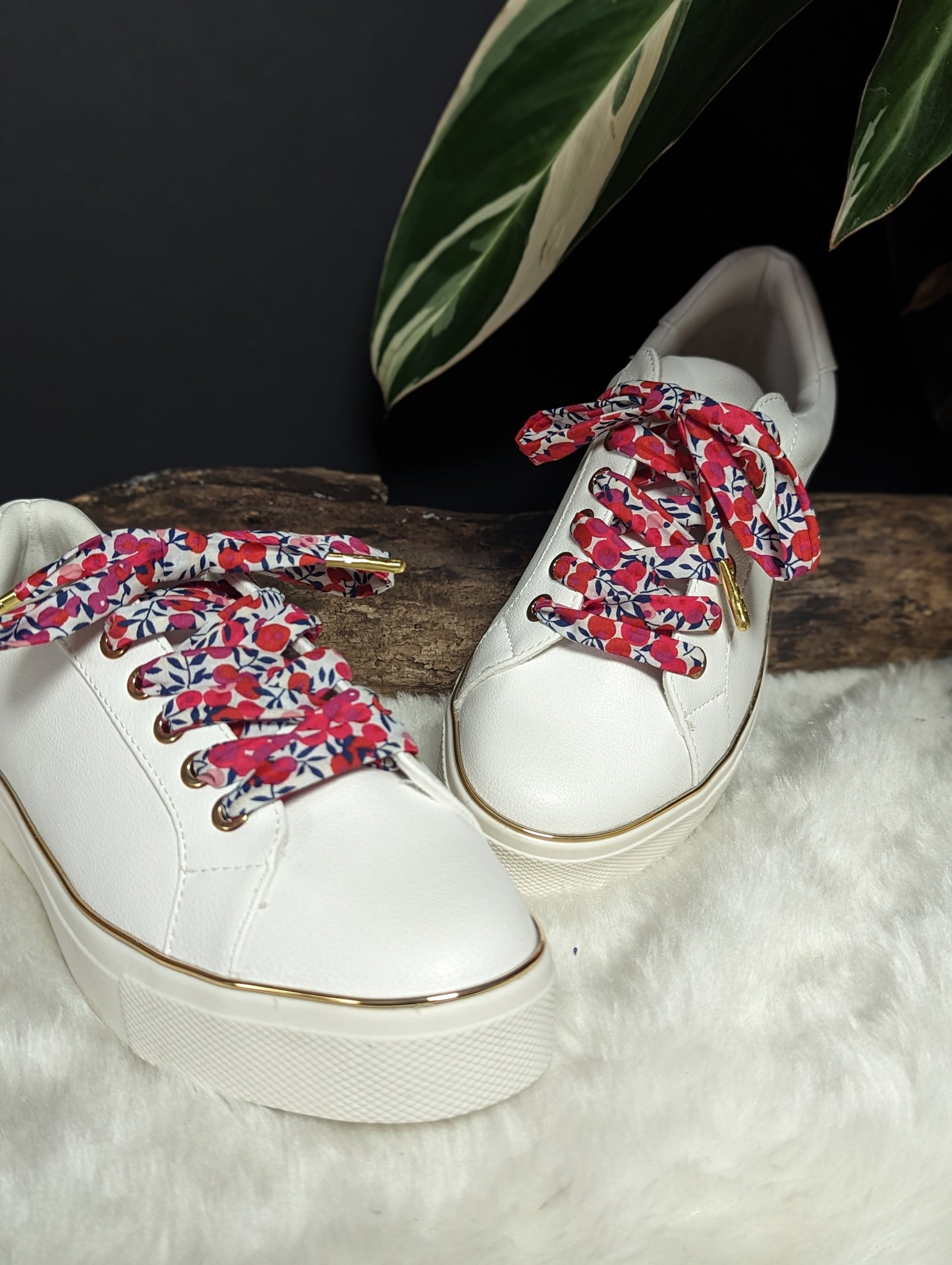 Lacet en liberty rouge & bleu