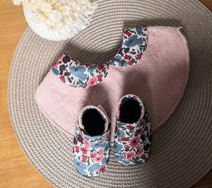 Chaussons bébé en cuir & liberty